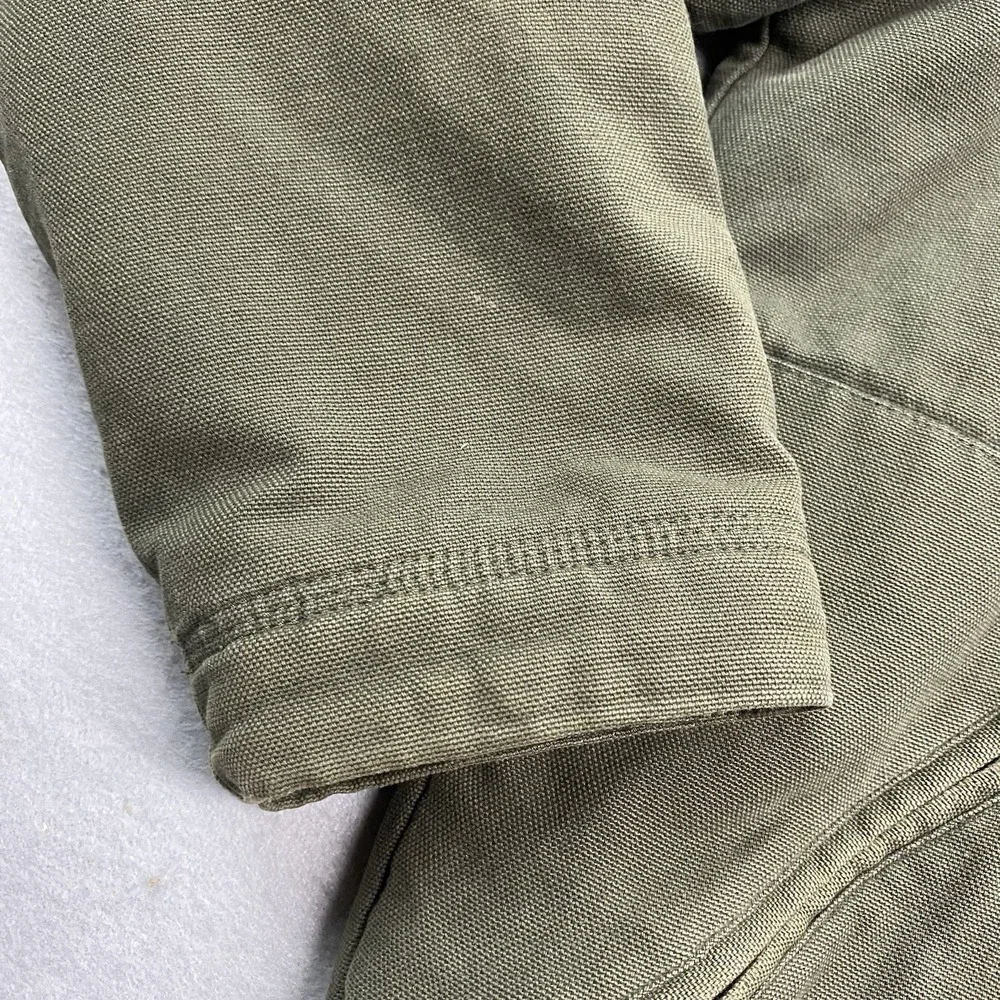 Vintage Ther North Face Jacket Mens Large Green Canvas Full Zip Hooded Sherpa